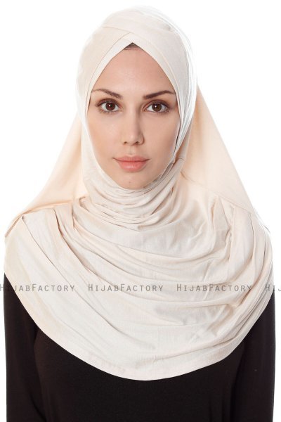 Mia - Light Beige One-Piece Al Amira Hijab - Ecardin