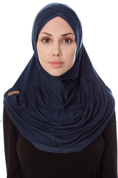 Mia - Navy Blue One-Piece Al Amira Hijab - Ecardin