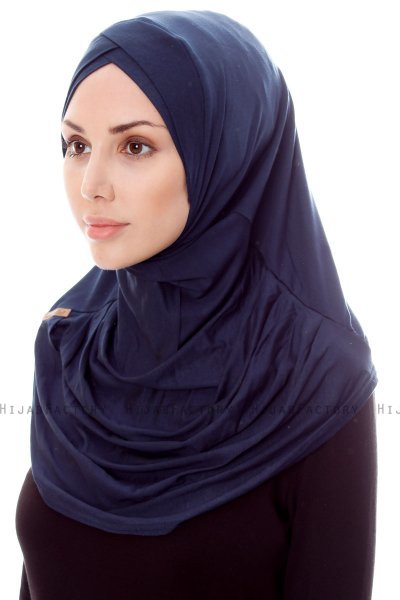 Mia - Navy Blue One-Piece Al Amira Hijab - Ecardin