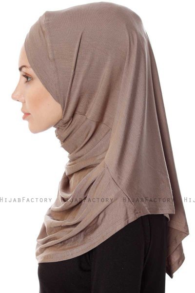Mia - Dark Taupe One-Piece Al Amira Hijab - Ecardin