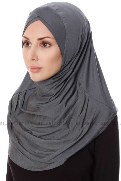 Mia - Dark Grey One-Piece Al Amira Hijab - Ecardin