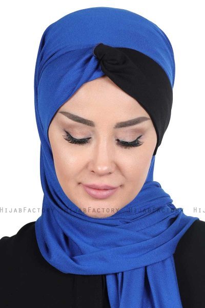 Mikaela - Blue & Black Practical Cotton Hijab
