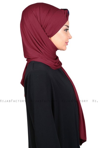 Mikaela - Bordeaux & Navy Blue Practical Cotton Hijab