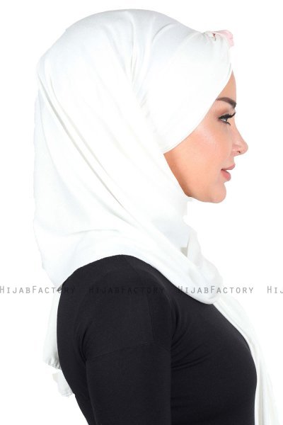 Mikaela - Creme & Dusty Pink Practical Cotton Hijab