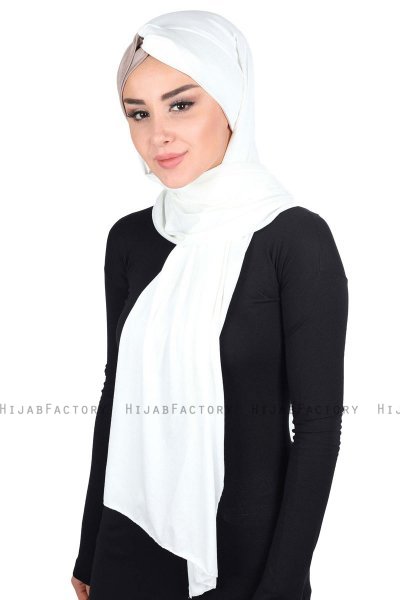 Mikaela - Creme & Taupe Practical Cotton Hijab