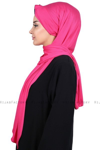 Mikaela - Fuchsia & Navy Blue Practical Cotton Hijab