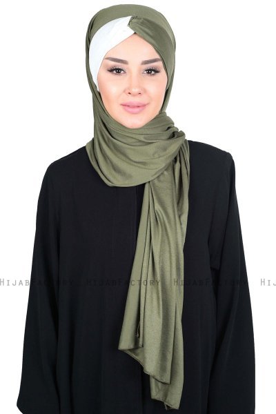 Mikaela - Khaki & Creme Practical Cotton Hijab