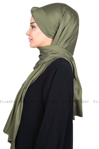 Mikaela - Khaki & Creme Practical Cotton Hijab