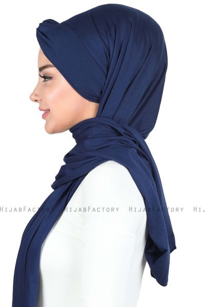Mikaela - Navy Blue & Creme Practical Cotton Hijab