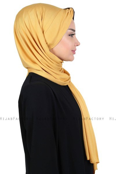 Mikaela - Mustard & Brown Practical Cotton Hijab
