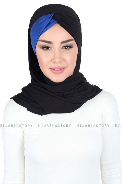 Mikaela - Black & Blue Practical Cotton Hijab