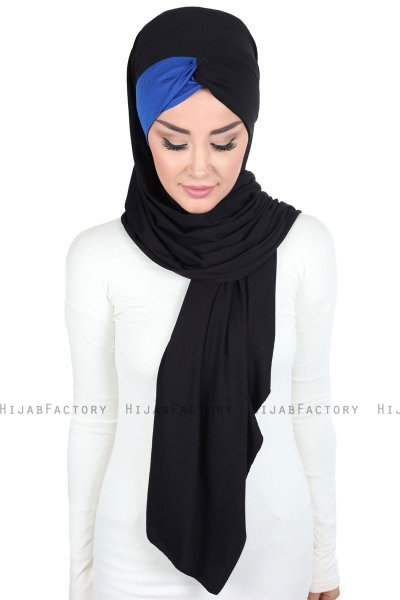 Mikaela - Black & Blue Practical Cotton Hijab