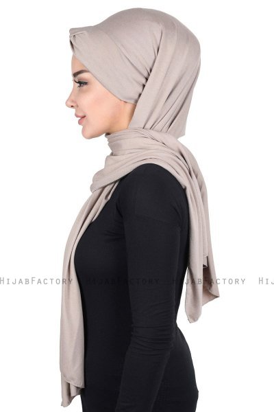 Mikaela - Taupe & Creme Practical Cotton Hijab