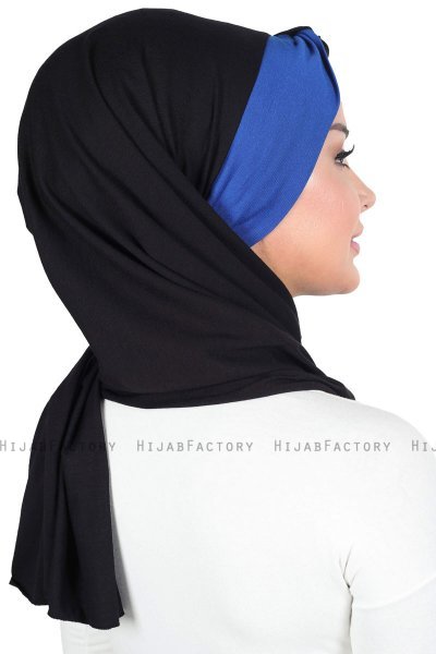 Mikaela - Black & Blue Practical Cotton Hijab