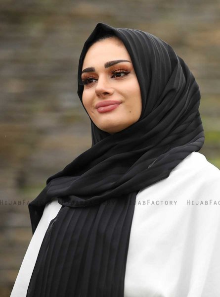 Mounira - Black Chiffon Hijab - Mirach
