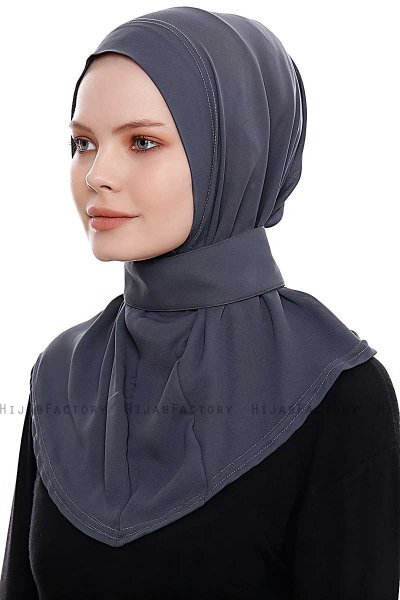 Narin - Anthracite Practical One Piece Crepe Hijab