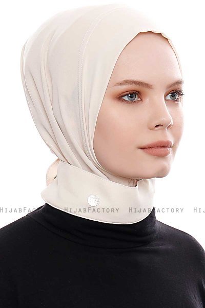 Narin - Light Beige Practical One Piece Crepe Hijab