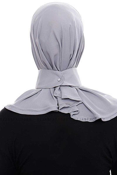 Narin - Light Grey Practical One Piece Crepe Hijab