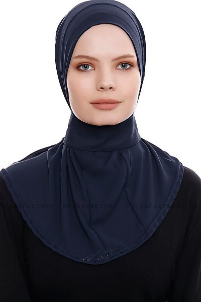 Narin - Navy Blue Practical One Piece Crepe Hijab