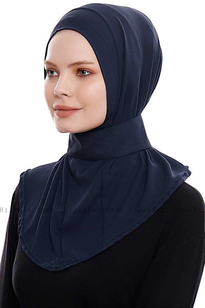 Narin - Navy Blue Practical One Piece Crepe Hijab