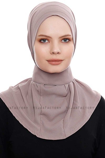 Narin - Dark Taupe Practical One Piece Crepe Hijab