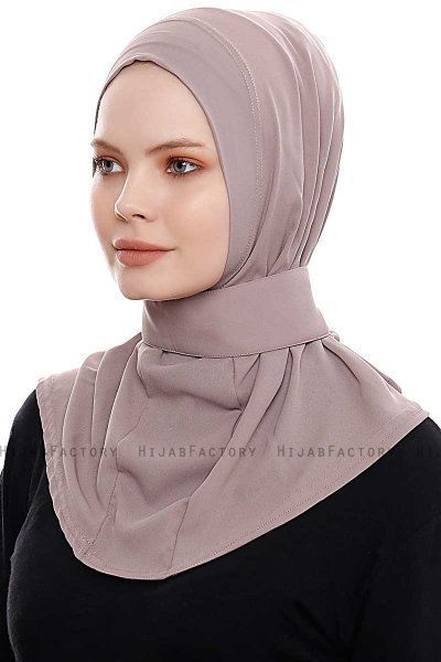 Narin - Dark Taupe Practical One Piece Crepe Hijab