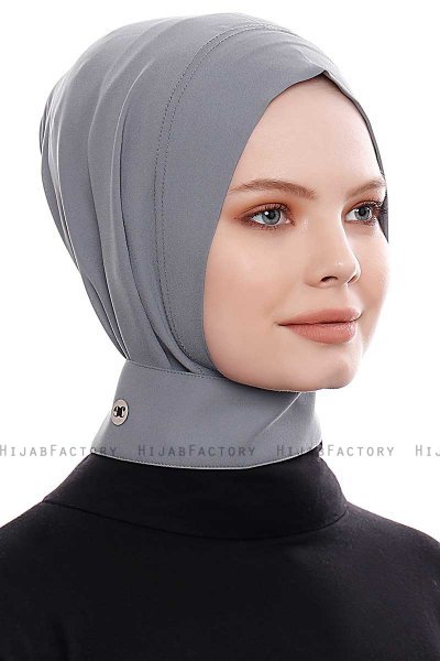 Narin - Dark Grey Practical One Piece Crepe Hijab