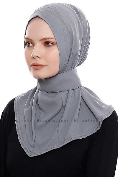 Narin - Dark Grey Practical One Piece Crepe Hijab