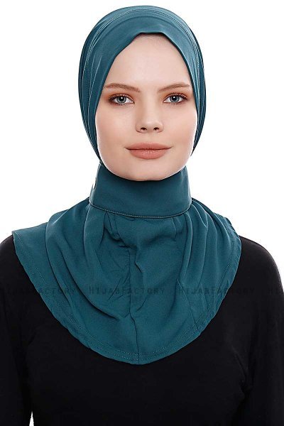 Narin - Dark Green Practical One Piece Crepe Hijab