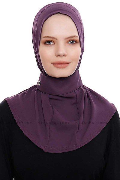 Narin - Dark Purple Practical One Piece Crepe Hijab