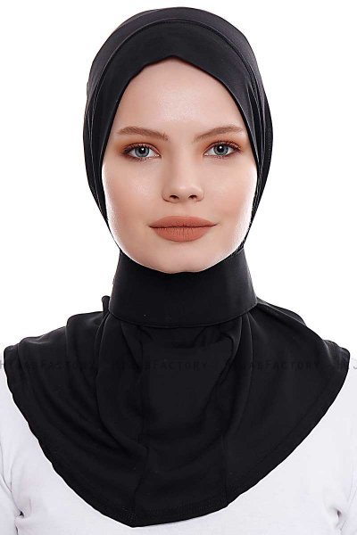Narin - Black Practical One Piece Crepe Hijab