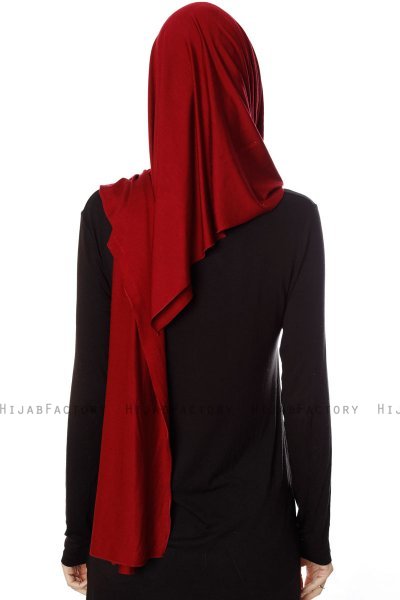 Naz - Bordeaux & Creme Practical One Piece Hijab - Ecardin
