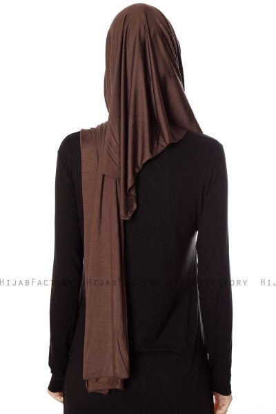Naz - Brown & Light Taupe Practical One Piece Hijab - Ecardin