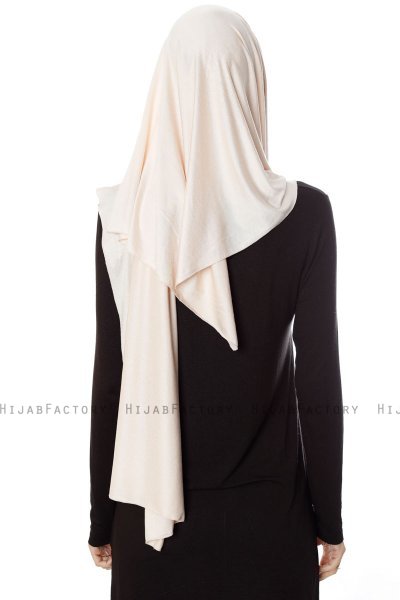 Naz - Light Beige & Creme Practical One Piece Hijab - Ecardin