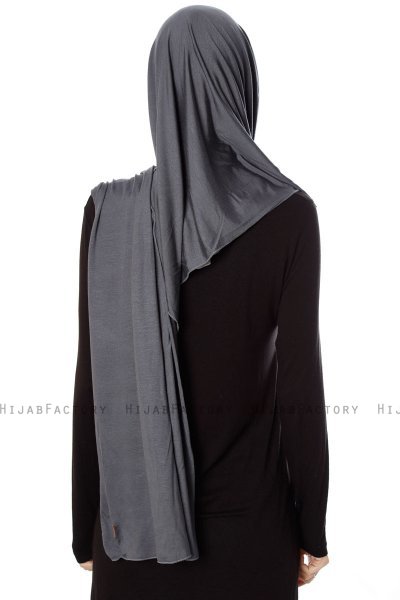 Naz - Dark Grey & Light Grey Practical One Piece Hijab - Ecardin