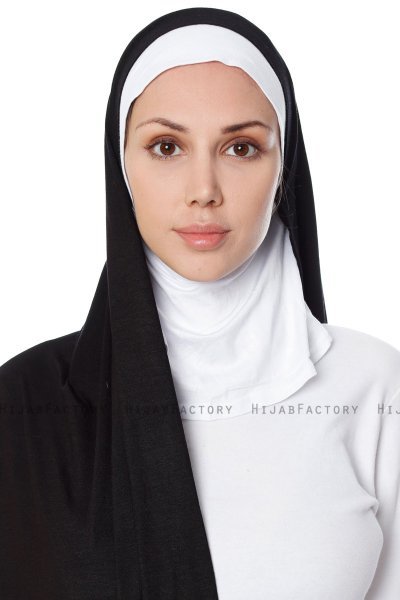 Naz - Black & White Practical One Piece Hijab - Ecardin
