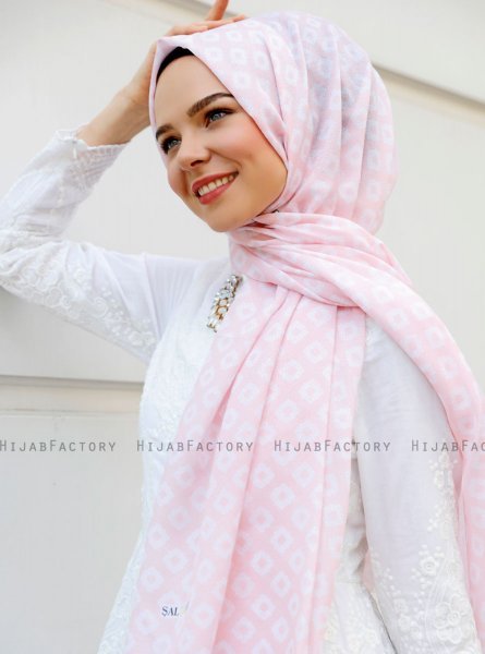 Nesrin - Pink Patterned Hijab - Sal Evi