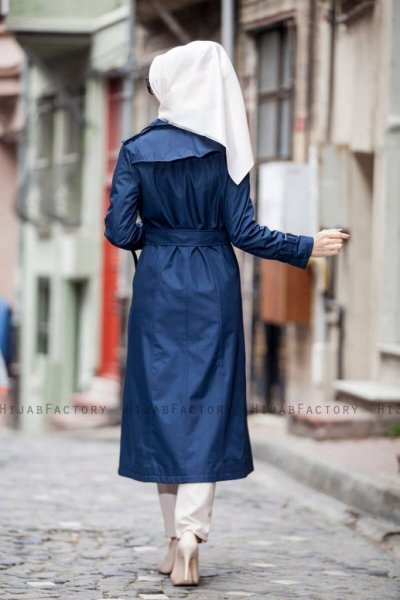 Nevin Marinblå Trenchcoat Miss Cazibe 280597-5