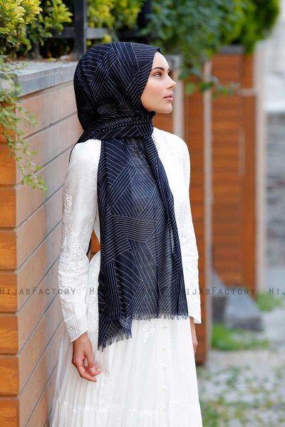 Nija - Black Patterned Hijab - Sal Evi