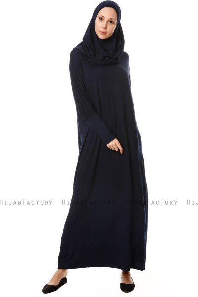 Nisa - Navy Blue Prayer Dress - Miss Halima