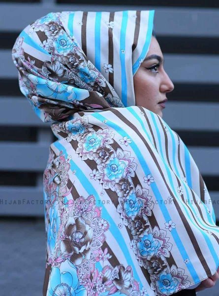 Niusha - Taupe Patterned Voile Hijab