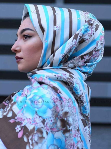 Niusha - Taupe Patterned Voile Hijab