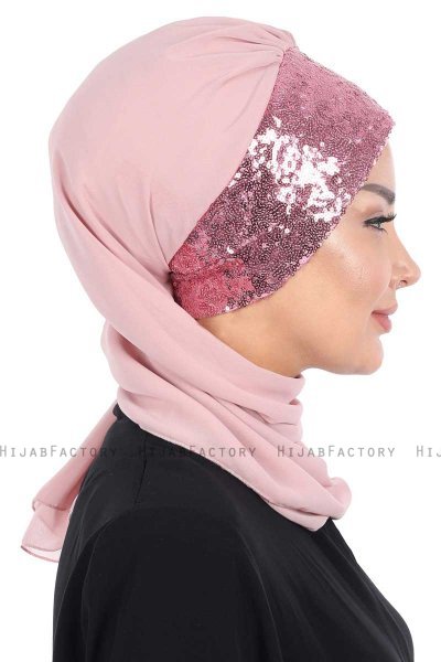 Olga - Dusty Pink & Dusty Pink Chiffon Turban