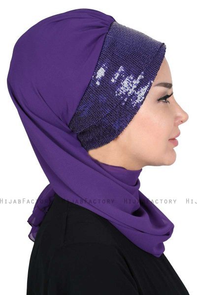 Olga - Purple & Purple Chiffon Turban