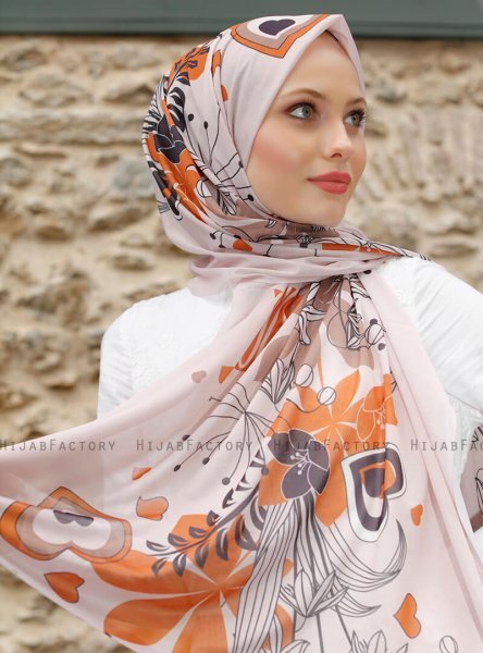 Pariza - Brown Leaf Patterned Hijab
