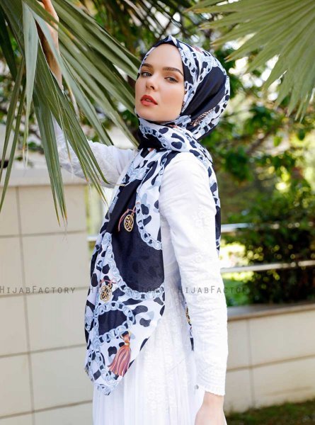 Peridot - Grey Patterned Hijab - Sal Evi