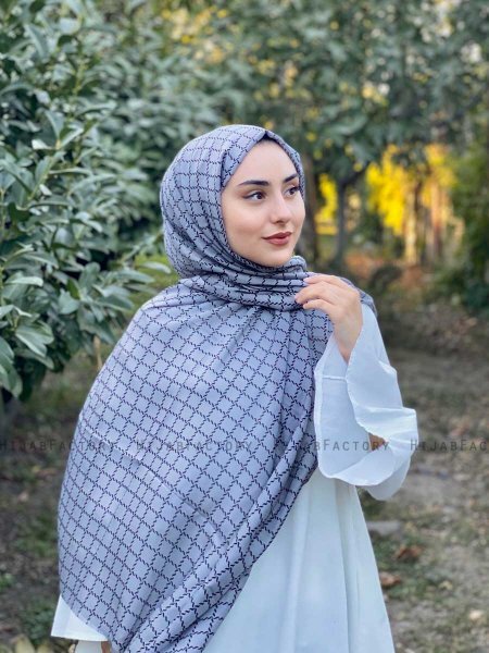 Qiana - Grey Patterned Cotton Hijab