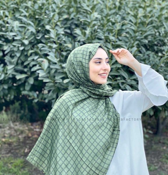 Qiana - Khaki Patterned Cotton Hijab