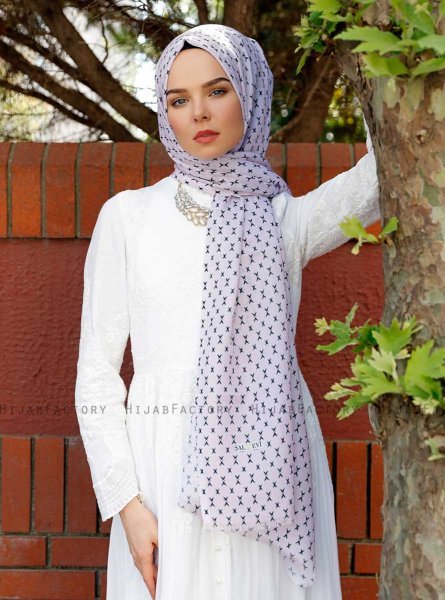 Radeyah - Pink Patterned Hijab - Sal Evi