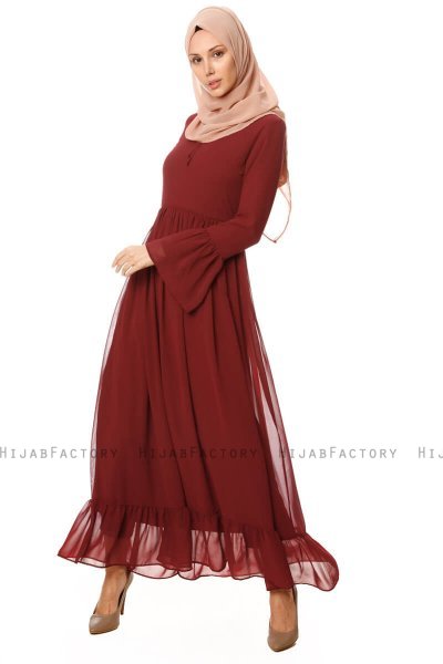 Samiya - Bordeaux Chiffon Dress - Burun